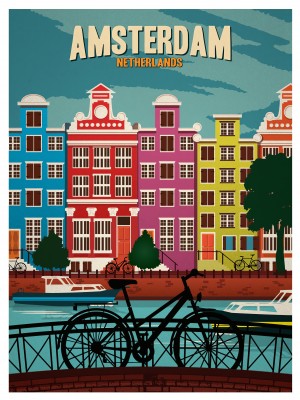 Amsterdam Netherlands Art Print travel poster